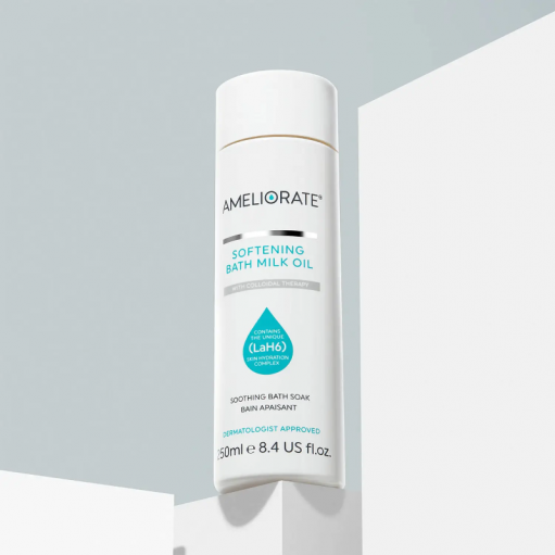 Klinikiniais tyrimais paremtas AMELIORATE Softening Bath Oil Milk kreminis vonios aliejus, 250 ml.